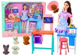 LEAN Toys Zestaw Lalka Weterynarz Gabinet Pielęgnacyjny Meble Akcesoria Zwierzaki