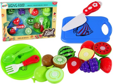 LEAN Toys Zestaw Owoców Do Krojenia Deska Talerzyk Sztućce LEAN Toys Zestaw Owoców Do Krojenia Deska Talerzyk Sztućce