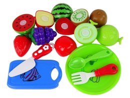 LEAN Toys Zestaw Owoców Do Krojenia Deska Talerzyk Sztućce