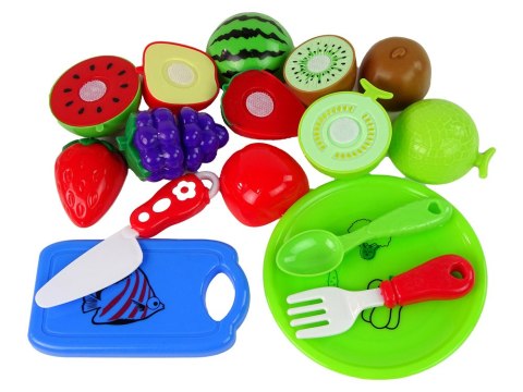 LEAN Toys Zestaw Owoców Do Krojenia Deska Talerzyk Sztućce LEAN Toys Zestaw Owoców Do Krojenia Deska Talerzyk Sztućce