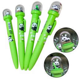 LEAN Długopis Żelowy Zielony Panda W Kopule Niebieski Tusz 0.5mm