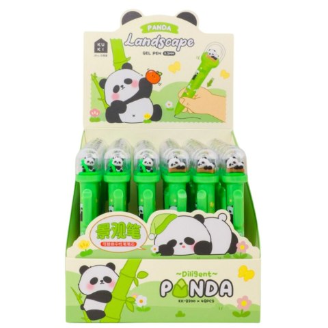 LEAN Długopis Żelowy Zielony Panda W Kopule Niebieski Tusz 0.5mm LEAN Długopis Żelowy Zielony Panda W Kopule Niebieski Tusz 0.5mm