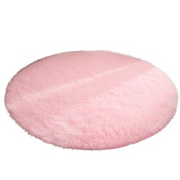 LEAN Pluszowy Miękki Dywan Okrągły Antypoślizgowy Jasno Różowy 122cm