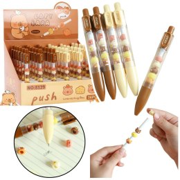 LEAN TOYS Długopis Z Figurkami Kapibara Brązowy Beżowy Czarny Wkład