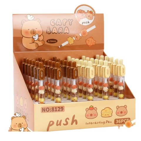 LEAN TOYS Długopis Z Figurkami Kapibara Brązowy Beżowy Czarny Wkład LEAN TOYS Długopis Z Figurkami Kapibara Brązowy Beżowy Czarny Wkład
