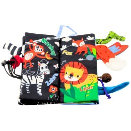 LEAN TOYS Miękka Książeczka Edukacyjna Szeleszcząca Zwierzęta Ogonki Dla Niemowląt Niebieska