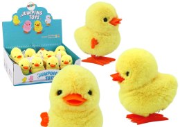 LEAN TOYS Skaczący Kurczak Nakręcany Pluszowy Zabawka Ozdoba Żółty