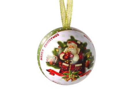 LEAN TOYS Świąteczna Bombka Metalowa Ozdoba Na Choinkę Mikołaj Przy Choince LEAN TOYS Świąteczna Bombka Metalowa Ozdoba Na Choinkę Mikołaj Przy Choince