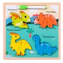 LEAN TOYS Układanka Tablica 2w1 Drewniana Edukacyjna Dinozaury Pisak