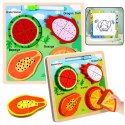 LEAN TOYS Układanka Tablica 2w1 Drewniana Edukacyjna Owoce Pisak