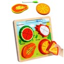 LEAN TOYS Układanka Tablica 2w1 Drewniana Edukacyjna Owoce Pisak
