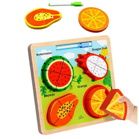 LEAN TOYS Układanka Tablica 2w1 Drewniana Edukacyjna Owoce Pisak LEAN TOYS Układanka Tablica 2w1 Drewniana Edukacyjna Owoce Pisak