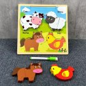 LEAN TOYS Układanka Tablica 2w1 Drewniana Edukacyjna Zwierzęta Domowe Pisak