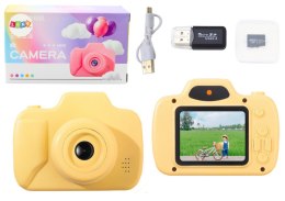 LEAN Toys Aparat Dla Dzieci Zdjęcia Nagrywanie Gry Karta Pamięci 64GB Żółty