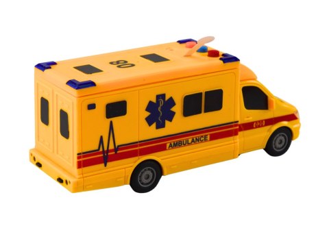 LEAN Toys Auto Ambulans Karetka Na Baterie Światła Dźwięk Żółta Napęd LEAN Toys Auto Ambulans Karetka Na Baterie Światła Dźwięk Żółta Napęd