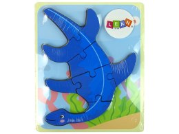 LEAN Toys Drewniane Puzzle Dinozaur Pterodaktyl Różowy Pliosaurs Niebieski