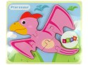 LEAN Toys Drewniane Puzzle Dinozaur Pterodaktyl Różowy Pliosaurs Niebieski