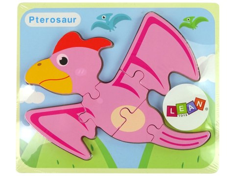 LEAN Toys Drewniane Puzzle Dinozaur Pterodaktyl Różowy Pliosaurs Niebieski LEAN Toys Drewniane Puzzle Dinozaur Pterodaktyl Różowy Pliosaurs Niebieski