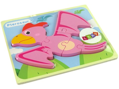 LEAN Toys Drewniane Puzzle Dinozaur Pterodaktyl Różowy Pliosaurs Niebieski LEAN Toys Drewniane Puzzle Dinozaur Pterodaktyl Różowy Pliosaurs Niebieski