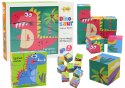LEAN Toys Edukacyjne Puzzle 6w1 Klocki Układanka Kostki 6 Obrazków Dinozaury 9 El.