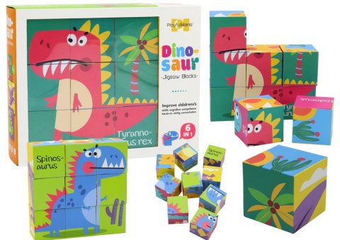 LEAN Toys Edukacyjne Puzzle 6w1 Klocki Układanka Kostki 6 Obrazków Dinozaury 9 El. LEAN Toys Edukacyjne Puzzle 6w1 Klocki Układanka Kostki 6 Obrazków Dinozaury 9 El.