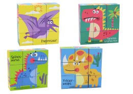 LEAN Toys Edukacyjne Puzzle 6w1 Klocki Układanka Kostki 6 Obrazków Dinozaury 9 El.