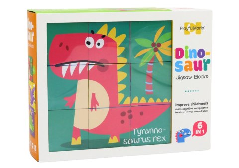 LEAN Toys Edukacyjne Puzzle 6w1 Klocki Układanka Kostki 6 Obrazków Dinozaury 9 El. LEAN Toys Edukacyjne Puzzle 6w1 Klocki Układanka Kostki 6 Obrazków Dinozaury 9 El.