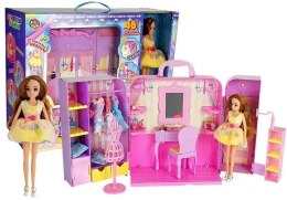 LEAN Toys Garderoba ze Światłem i Lustrem Lalka 26 cm Zestaw Ubrań Akcesoria