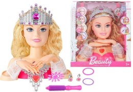 LEAN Toys Głowa Lalki do Stylizacji z Koroną + Akcesoria