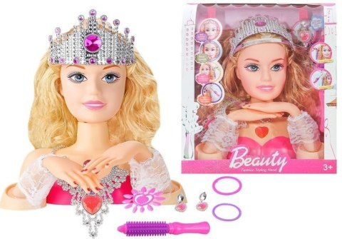 LEAN Toys Głowa Lalki do Stylizacji z Koroną + Akcesoria LEAN Toys Głowa Lalki do Stylizacji z Koroną + Akcesoria