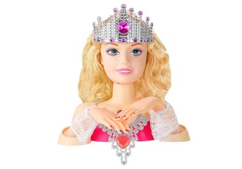 LEAN Toys Głowa Lalki do Stylizacji z Koroną + Akcesoria LEAN Toys Głowa Lalki do Stylizacji z Koroną + Akcesoria