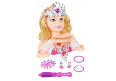 LEAN Toys Głowa Lalki do Stylizacji z Koroną + Akcesoria LEAN Toys Głowa Lalki do Stylizacji z Koroną + Akcesoria