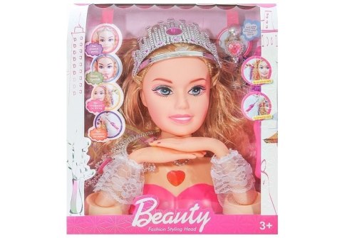 LEAN Toys Głowa Lalki do Stylizacji z Koroną + Akcesoria LEAN Toys Głowa Lalki do Stylizacji z Koroną + Akcesoria