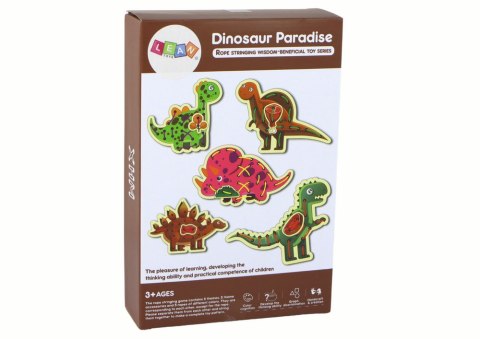LEAN Toys Gra Zręcznościowa Raj Dinozaurów Sznurowane Kolorowe LEAN Toys Gra Zręcznościowa Raj Dinozaurów Sznurowane Kolorowe