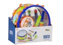 LEAN Toys Instrumenty Muzyczne Zestaw Bęben Tamburyn Flet Kołatka Harmonijka Zwierzęta