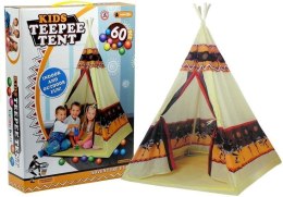 LEAN Toys Namiot Tipi Indiański Dom Zabaw + 60 Piłek 155 cm