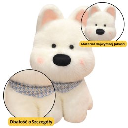 LEAN Toys Pluszowa Maskotka Przytulanka Piesek Z Niebieską Chustą Biały 33cm