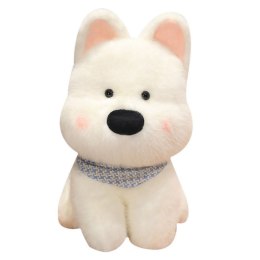 LEAN Toys Pluszowa Maskotka Przytulanka Piesek Z Niebieską Chustą Biały 33cm