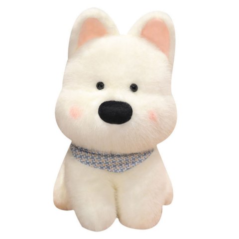 LEAN Toys Pluszowa Maskotka Przytulanka Piesek Z Niebieską Chustą Biały 33cm LEAN Toys Pluszowa Maskotka Przytulanka Piesek Z Niebieską Chustą Biały 33cm
