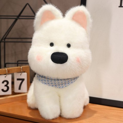 LEAN Toys Pluszowa Maskotka Przytulanka Piesek Z Niebieską Chustą Biały 33cm LEAN Toys Pluszowa Maskotka Przytulanka Piesek Z Niebieską Chustą Biały 33cm