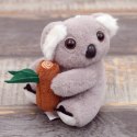 LEAN Toys Pluszowy Brelok Koala z Gałęzią Szary Karabińczyk Złoty 12cm