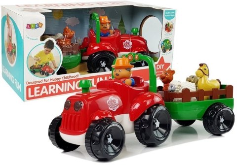 LEAN Toys Traktor z Przyczepką, Zwierzętami Dla Niemowląt na Baterie Światła Dźwięk LEAN Toys Traktor z Przyczepką, Zwierzętami Dla Niemowląt na Baterie Światła Dźwięk