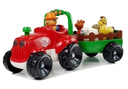LEAN Toys Traktor z Przyczepką, Zwierzętami Dla Niemowląt na Baterie Światła Dźwięk