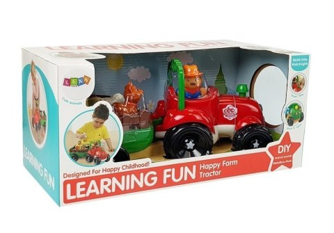 LEAN Toys Traktor z Przyczepką, Zwierzętami Dla Niemowląt na Baterie Światła Dźwięk LEAN Toys Traktor z Przyczepką, Zwierzętami Dla Niemowląt na Baterie Światła Dźwięk