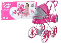 LEAN Toys Wózek Dla Lalek Metalowy Torba Duże Koła Różowy