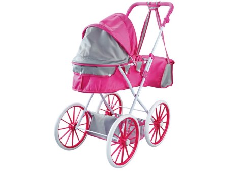 LEAN Toys Wózek Dla Lalek Metalowy Torba Duże Koła Różowy LEAN Toys Wózek Dla Lalek Metalowy Torba Duże Koła Różowy
