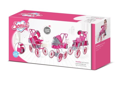 LEAN Toys Wózek Dla Lalek Metalowy Torba Duże Koła Różowy LEAN Toys Wózek Dla Lalek Metalowy Torba Duże Koła Różowy