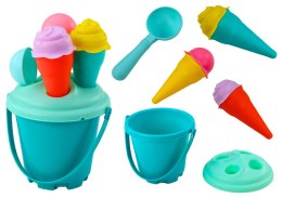 LEAN Toys Zestaw Do Piasku Lody Wiaderko Łopatka Niebieskie 6 ele.