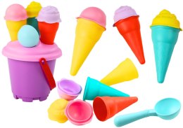 LEAN Toys Zestaw Do Piasku Lody Wiaderko Łopatka Różowe 6 ele.