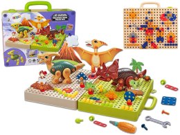 LEAN Toys Zestaw Plansza Klocki DIY Dinozaury Śrubokręt